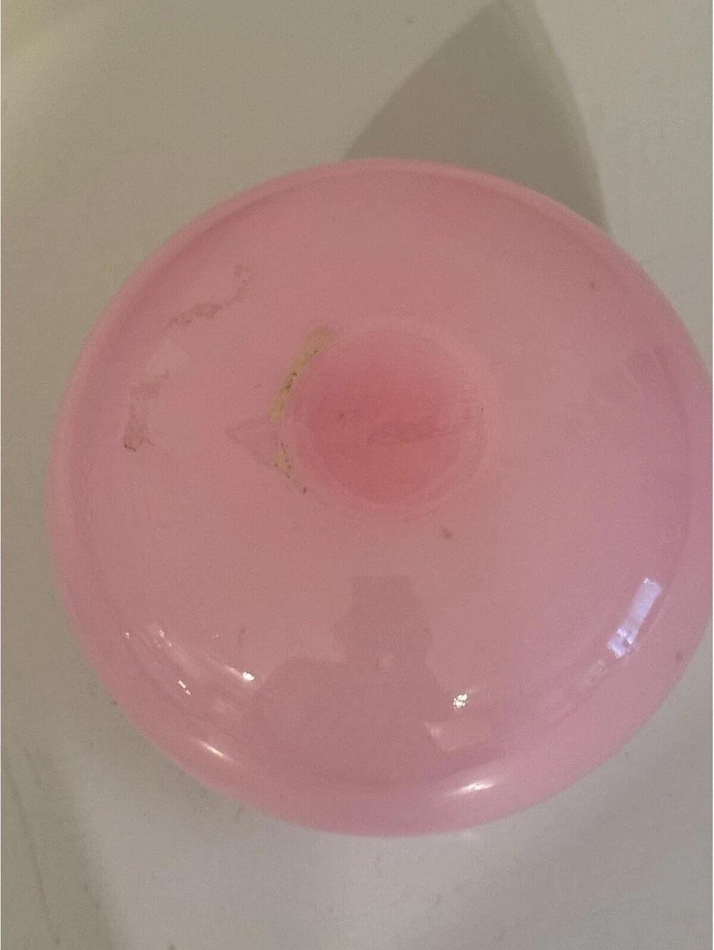 Unmarked Pink Solid Glass Globe Vase, Glossy Finish Decorative, 5 in H